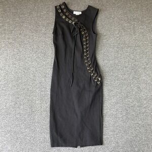 Y2K Paradiso Grommet Lace Up Bodycon Dress Womens Small S Black